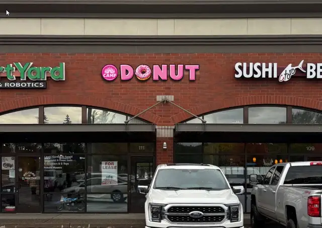 Camp Donut illuminated channel letter sign