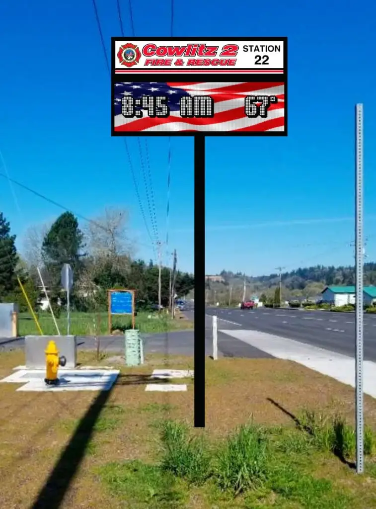 Cowlitz 2 Fire and Rescue electronic message center sign