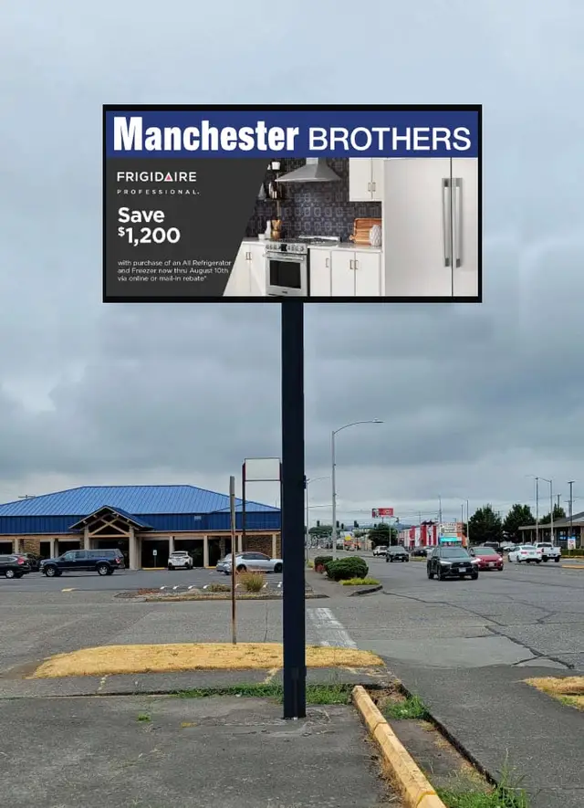 Manchester Brothers electronic message center sign in Longview, WA